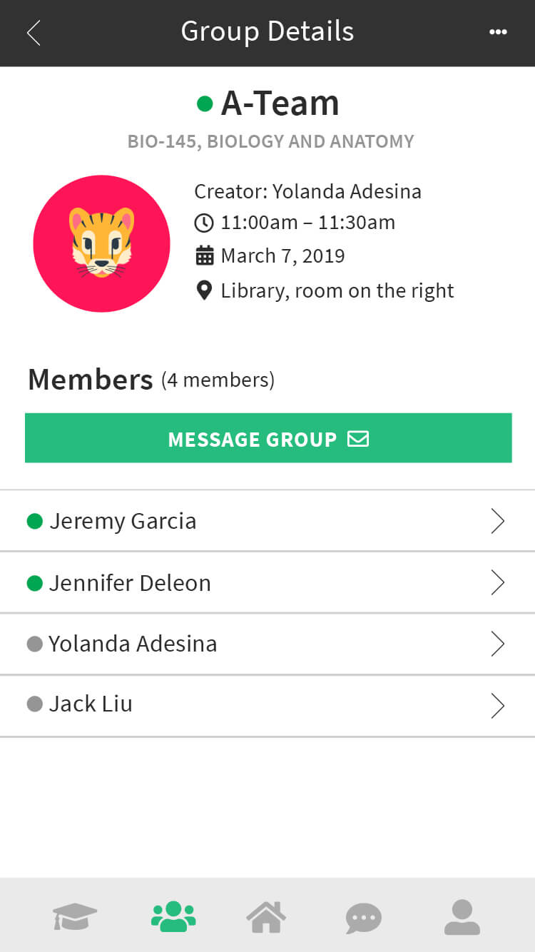 Group Member List Screen